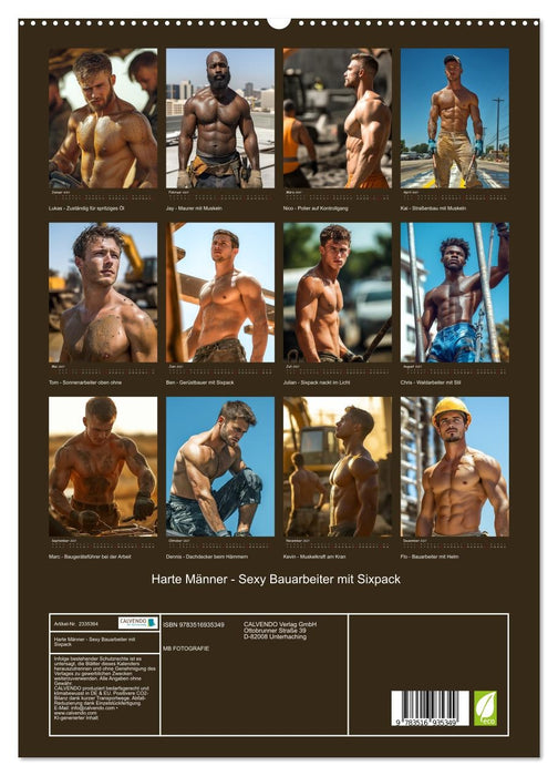 Harte Männer - Sexy Bauarbeiter mit Sixpack (CALVENDO Premium Wandkalender 2027)