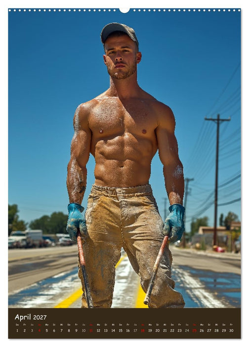 Harte Männer - Sexy Bauarbeiter mit Sixpack (CALVENDO Premium Wandkalender 2027)