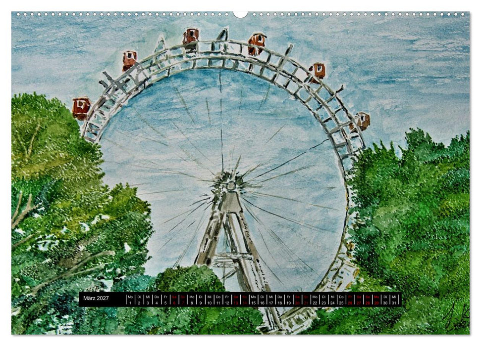 Wien in stillen Aquarellen (CALVENDO Premium Wandkalender 2027)