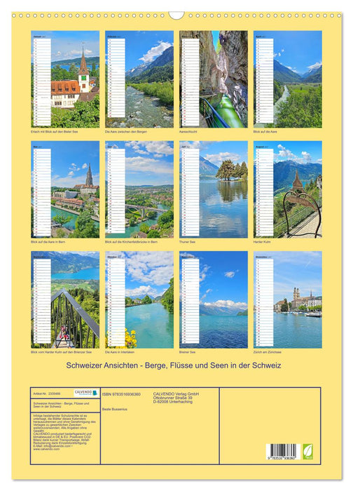 Schweizer Ansichten - Berge, Flüsse und Seen in der Schweiz (CALVENDO Wandkalender 2027)