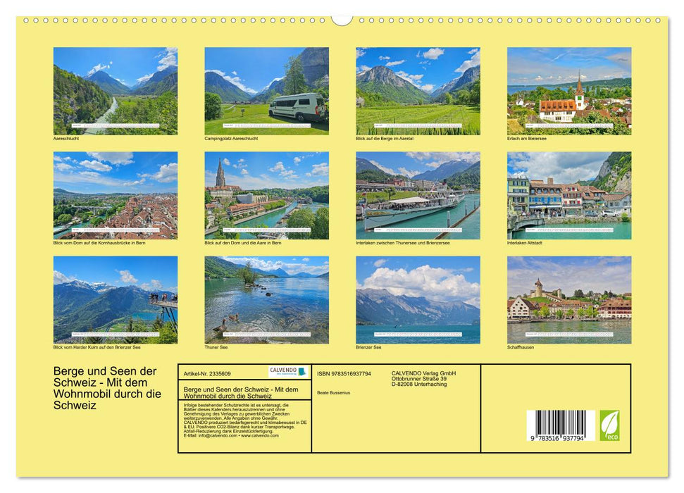 Berge und Seen der Schweiz - Mit dem Wohnmobil durch die Schweiz (CALVENDO Premium Wandkalender 2027)