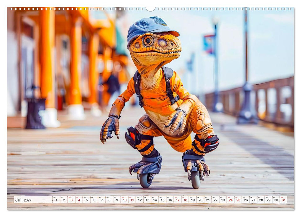 Dinosaurier Sommer - Urzeitlich witzige Strandparty (CALVENDO Premium Wandkalender 2027)