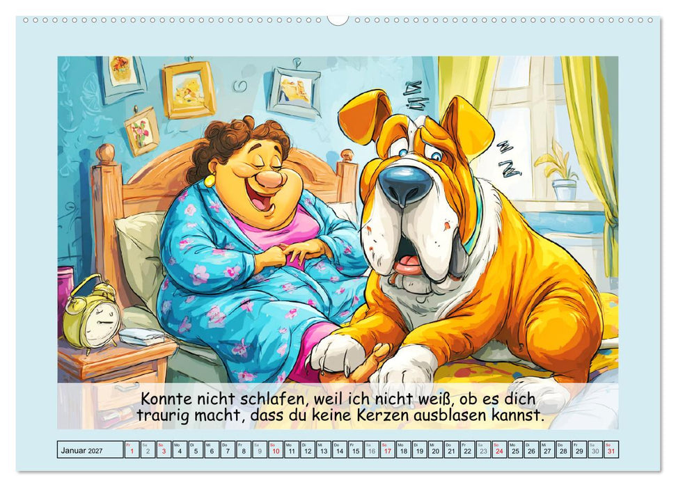 Frauchen und Hund. Witzige Cartoons vom täglichen Chaos (CALVENDO Wandkalender 2027)