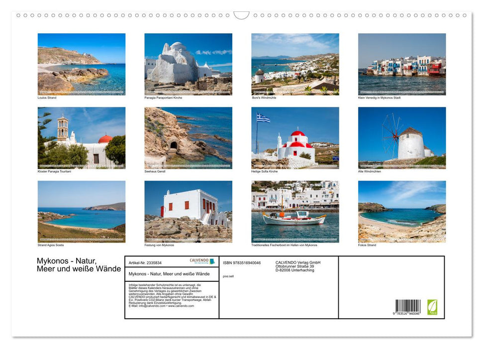 Mykonos - Natur, Meer und weiße Wände (CALVENDO Wandkalender 2027)