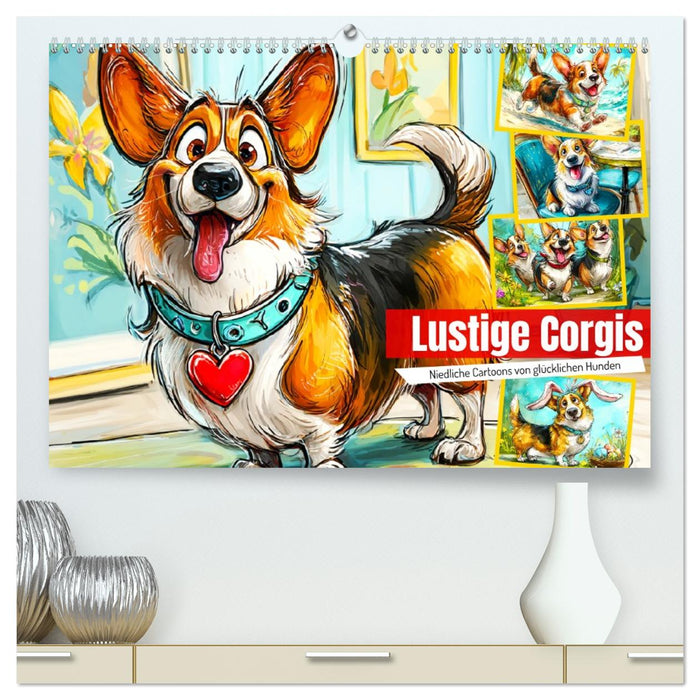 Lustige Corgis. Niedliche Cartoons von glücklichen Hunden (CALVENDO Premium Wandkalender 2027)