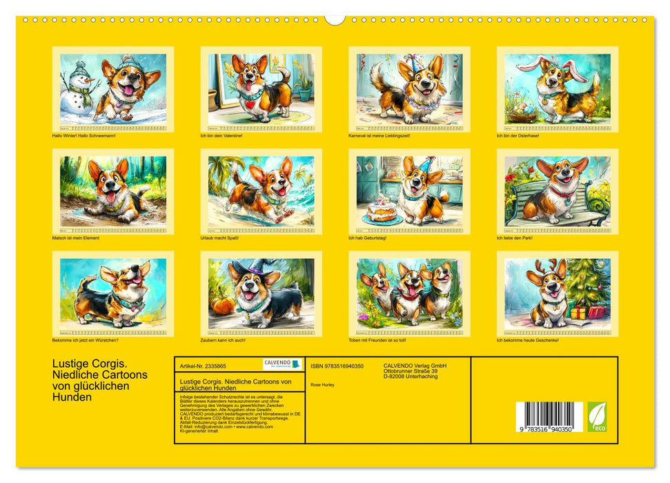 Lustige Corgis. Niedliche Cartoons von glücklichen Hunden (CALVENDO Premium Wandkalender 2027)