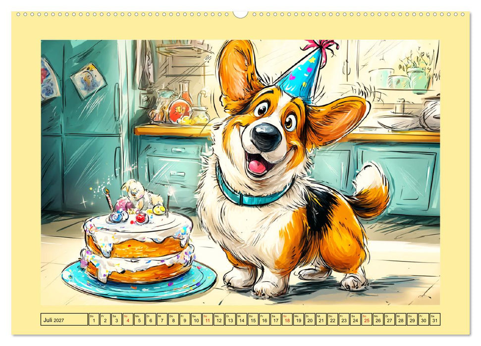 Lustige Corgis. Niedliche Cartoons von glücklichen Hunden (CALVENDO Premium Wandkalender 2027)
