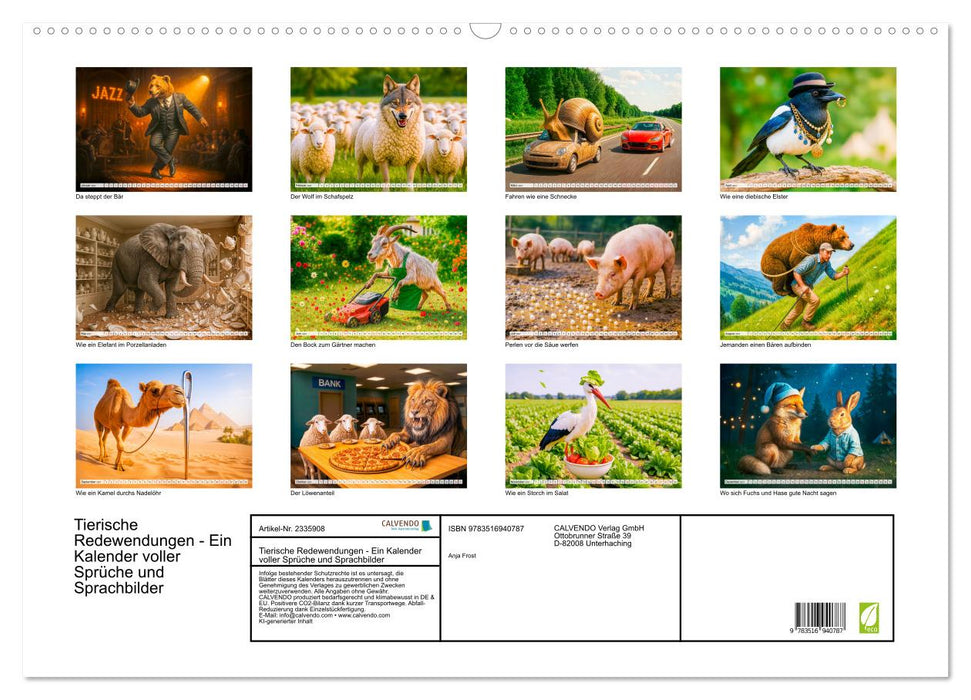 Tierische Redewendungen - Ein Kalender voller Sprüche und Sprachbilder (CALVENDO Wandkalender 2027)