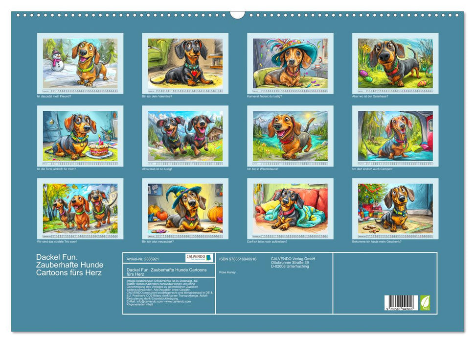 Dackel Fun. Zauberhafte Hunde Cartoons fürs Herz (CALVENDO Wandkalender 2027)