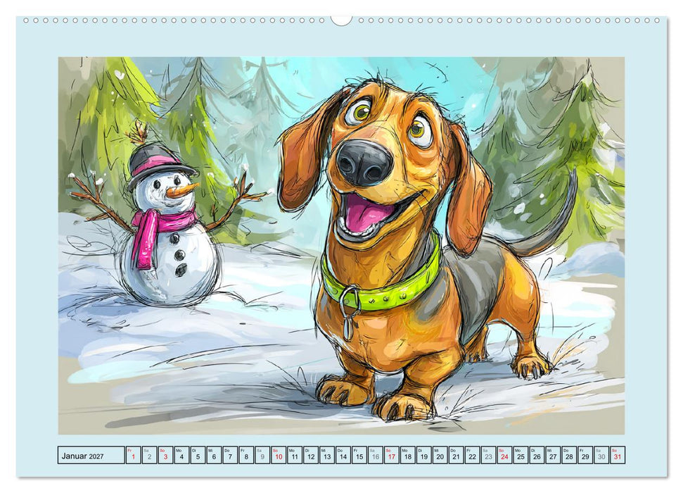 Dackel Fun. Zauberhafte Hunde Cartoons fürs Herz (CALVENDO Wandkalender 2027)