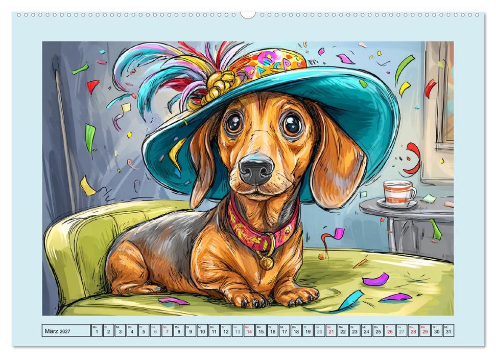 Dackel Fun. Zauberhafte Hunde Cartoons fürs Herz (CALVENDO Wandkalender 2027)
