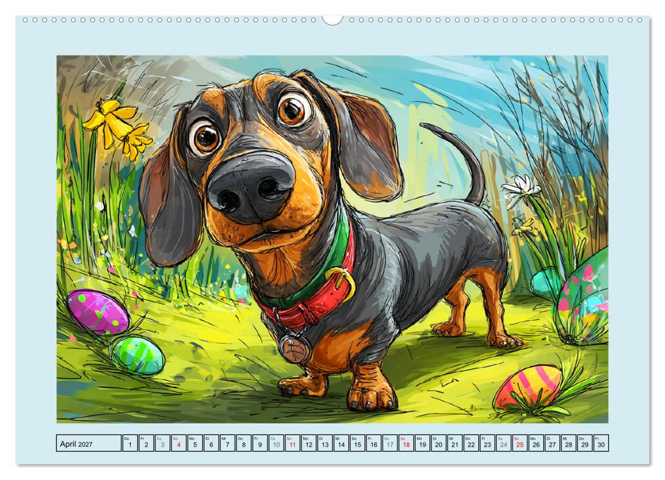 Dackel Fun. Zauberhafte Hunde Cartoons fürs Herz (CALVENDO Wandkalender 2027)