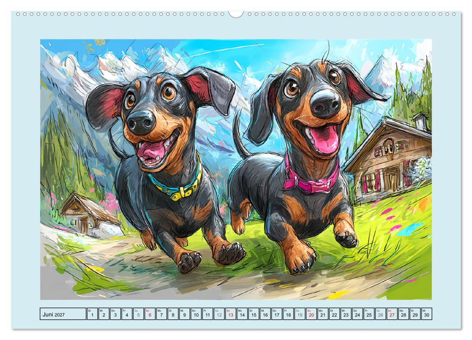 Dackel Fun. Zauberhafte Hunde Cartoons fürs Herz (CALVENDO Wandkalender 2027)
