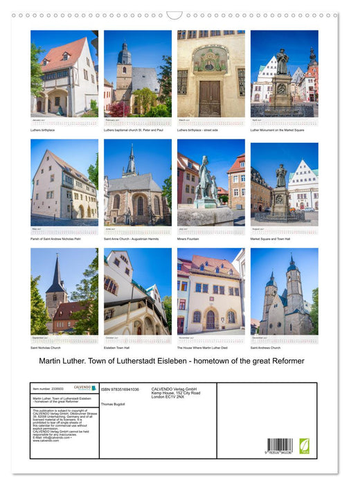 Martin Luther. Town of Lutherstadt Eisleben - hometown of the great Reformer (CALVENDO Monthly Calendar 2027)