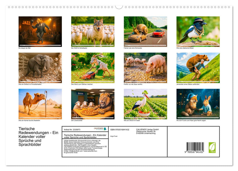 Tierische Redewendungen - Ein Kalender voller Sprüche und Sprachbilder (CALVENDO Premium Wandkalender 2027)