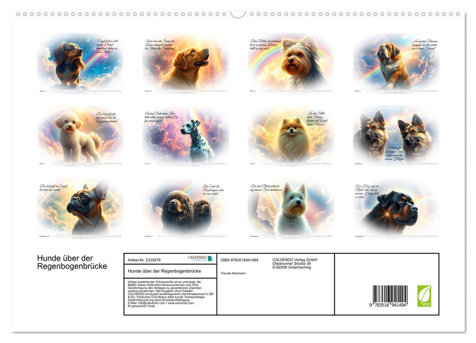 Hunde über der Regenbogenbrücke (CALVENDO Premium Wandkalender 2027)