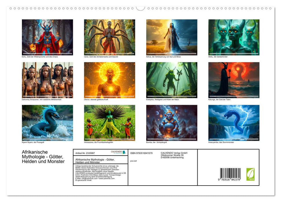 Afrikanische Mythologie - Götter, Helden und Monster (CALVENDO Premium Wandkalender 2027)