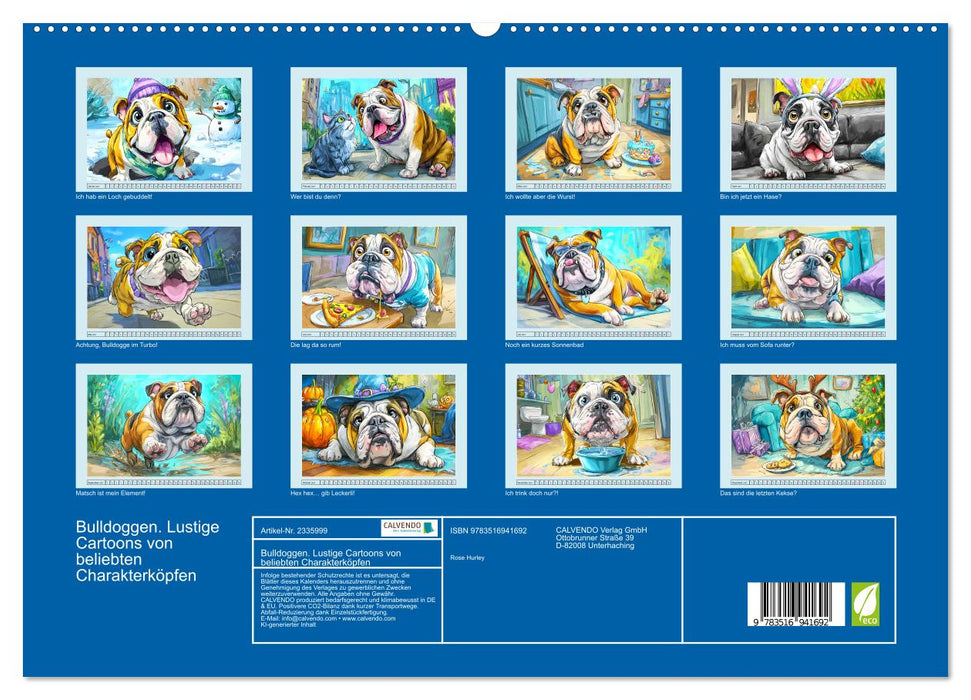 Bulldoggen. Lustige Cartoons von beliebten Charakterköpfen (CALVENDO Premium Wandkalender 2027)