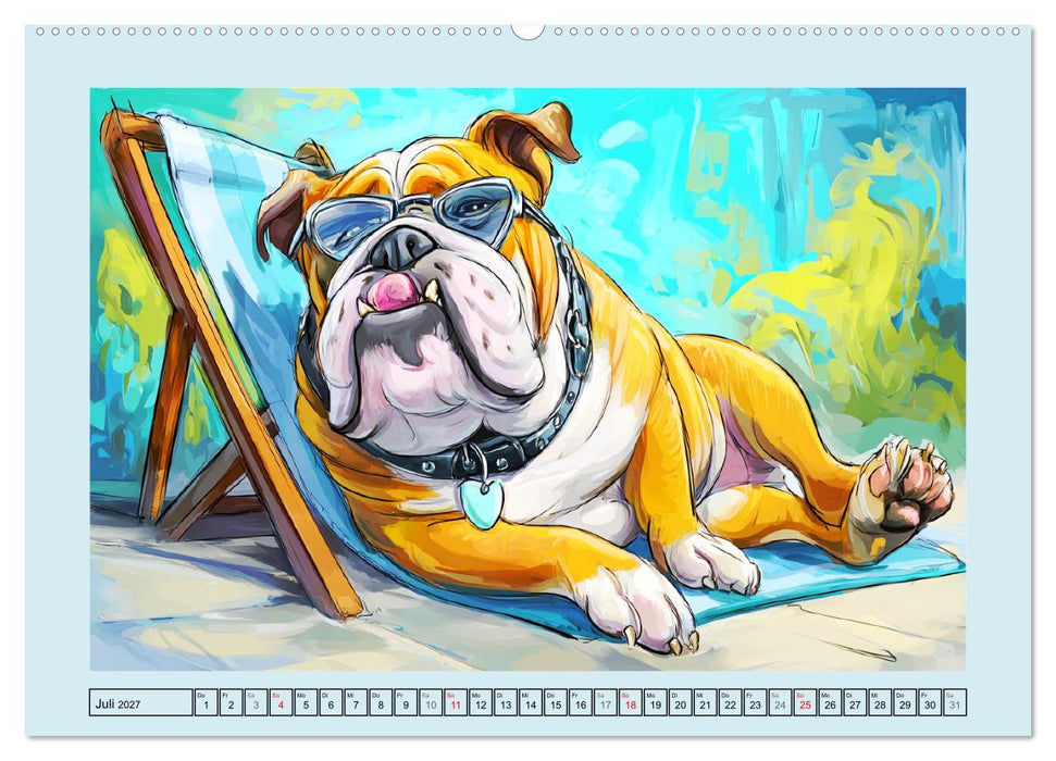 Bulldoggen. Lustige Cartoons von beliebten Charakterköpfen (CALVENDO Premium Wandkalender 2027)