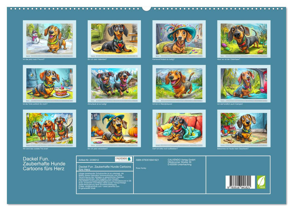 Dackel Fun. Zauberhafte Hunde Cartoons fürs Herz (CALVENDO Premium Wandkalender 2027)