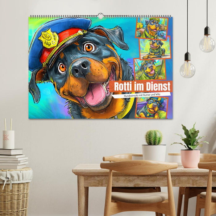 Rotti im Dienst. Hundeeinsatz mit Humor und Witz (CALVENDO Wandkalender 2027)