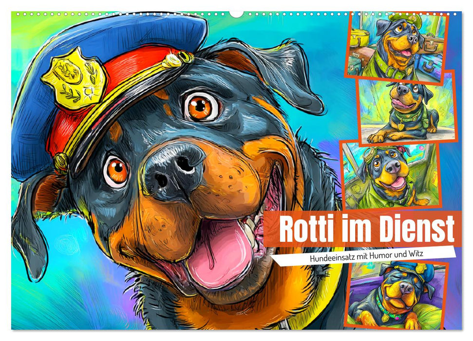 Rotti im Dienst. Hundeeinsatz mit Humor und Witz (CALVENDO Wandkalender 2027)