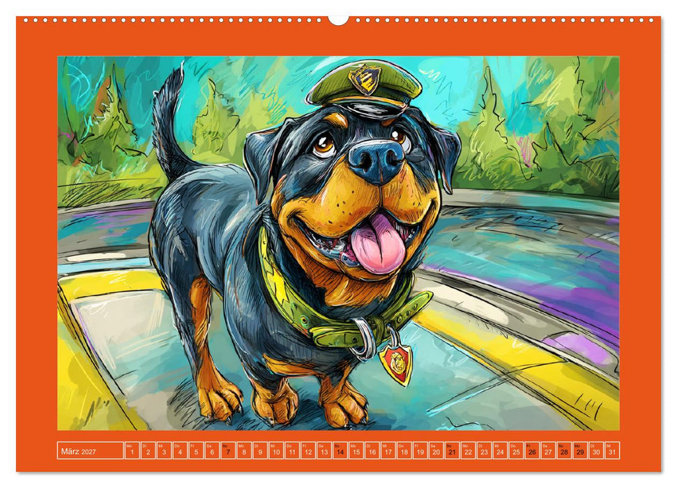 Rotti im Dienst. Hundeeinsatz mit Humor und Witz (CALVENDO Wandkalender 2027)