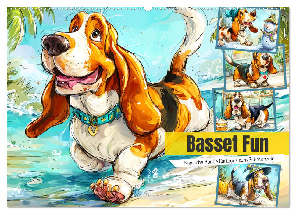 Basset Fun. Niedliche Hunde Cartoons zum Schmunzeln (CALVENDO Wandkalender 2027)