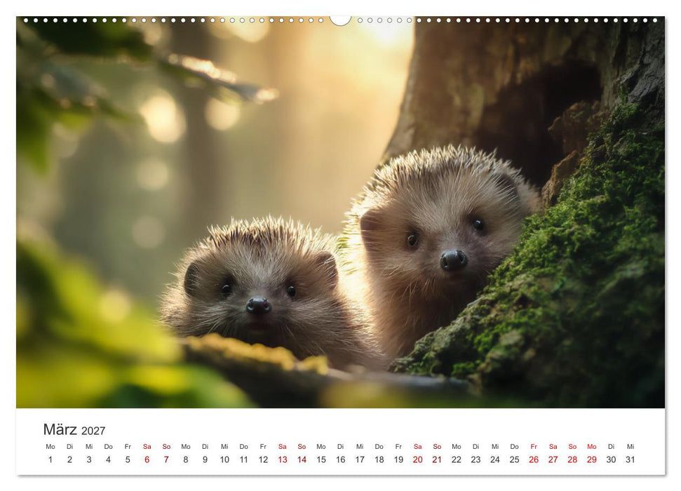 Rund, stachlig, munter - Ein Jahr mit Igeln (CALVENDO Premium Wandkalender 2027)