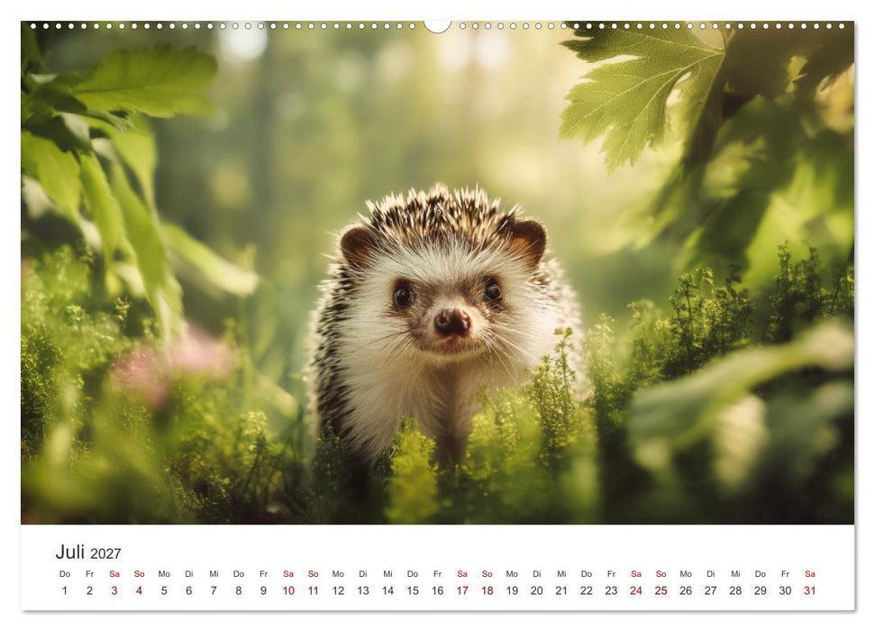 Rund, stachlig, munter - Ein Jahr mit Igeln (CALVENDO Premium Wandkalender 2027)