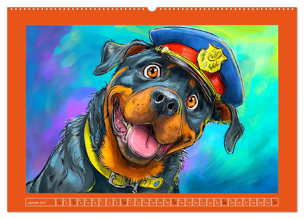 Rotti im Dienst. Hundeeinsatz mit Humor und Witz (CALVENDO Premium Wandkalender 2027)