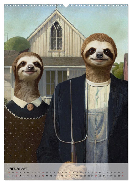 Sloth Art Originals... eine faultierlangsame Reise durch die Kunstgeschichte (CALVENDO Wandkalender 2027)