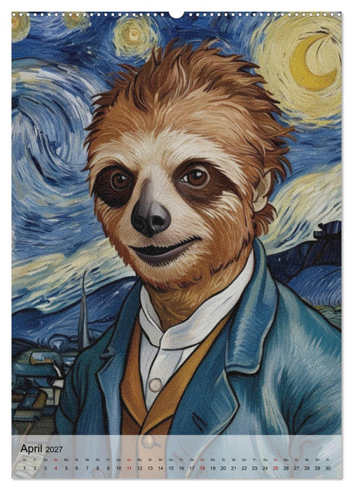 Sloth Art Originals... eine faultierlangsame Reise durch die Kunstgeschichte (CALVENDO Wandkalender 2027)