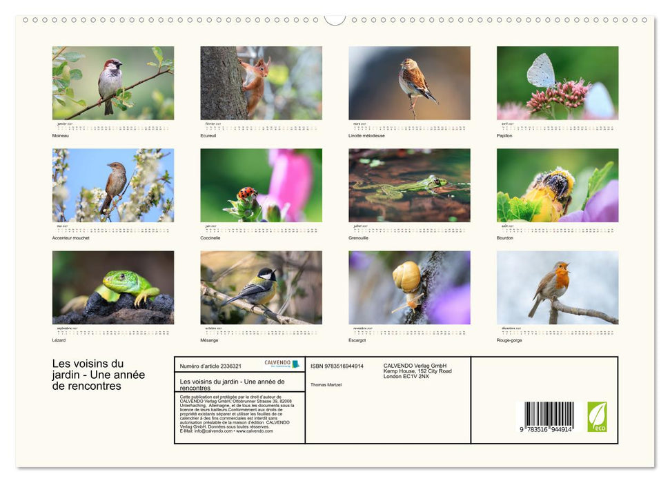Les voisins du jardin - Une année de rencontres (CALVENDO Calendrier supérieur 2027)