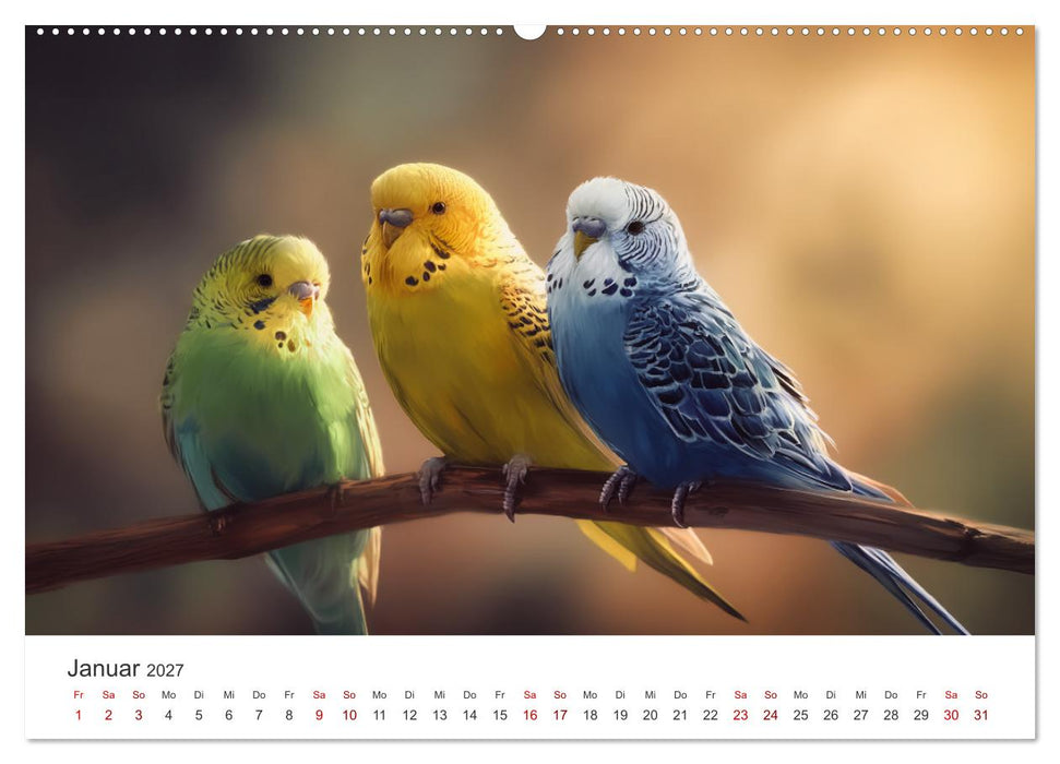 Zwitscherzeit - Ein Kalender voller Wellensittiche (CALVENDO Wandkalender 2027)