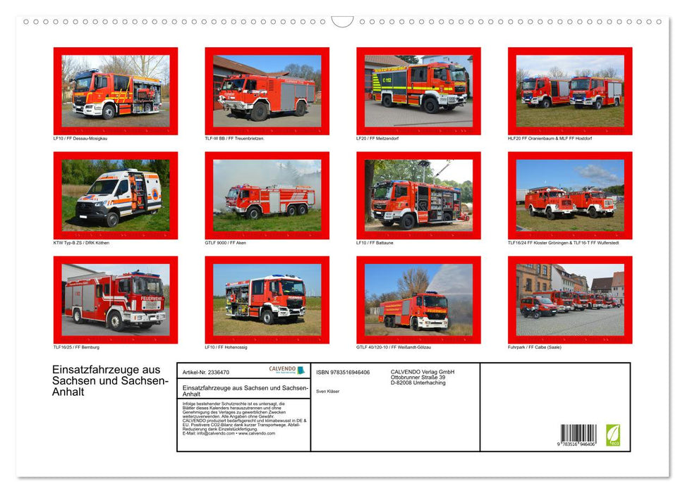 Einsatzfahrzeuge aus Sachsen und Sachsen-Anhalt (CALVENDO Wandkalender 2027)