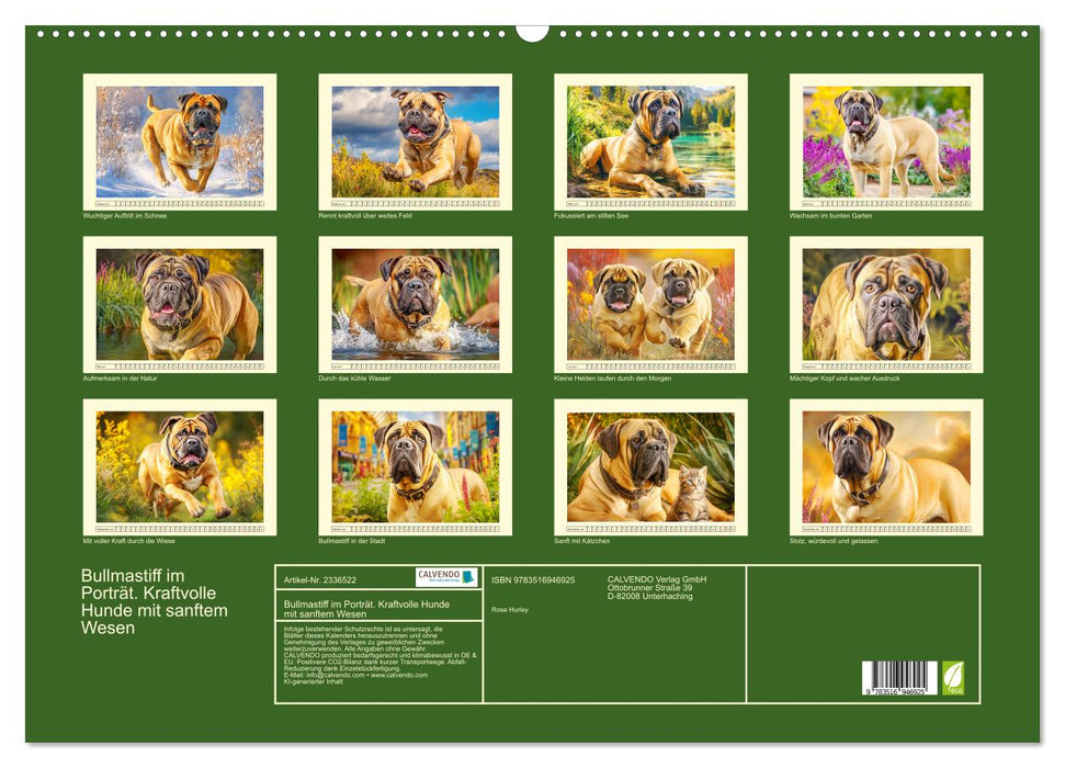 Bullmastiff im Porträt. Kraftvolle Hunde mit sanftem Wesen (CALVENDO Wandkalender 2027)