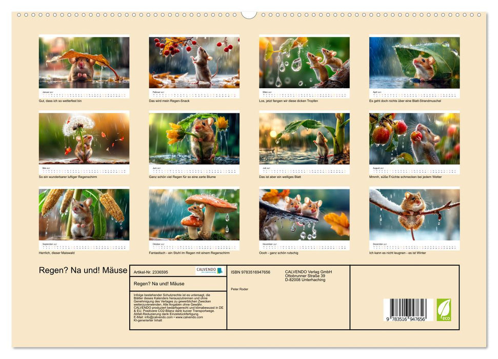 Regen? Na und! Mäuse (CALVENDO Premium Wandkalender 2027)