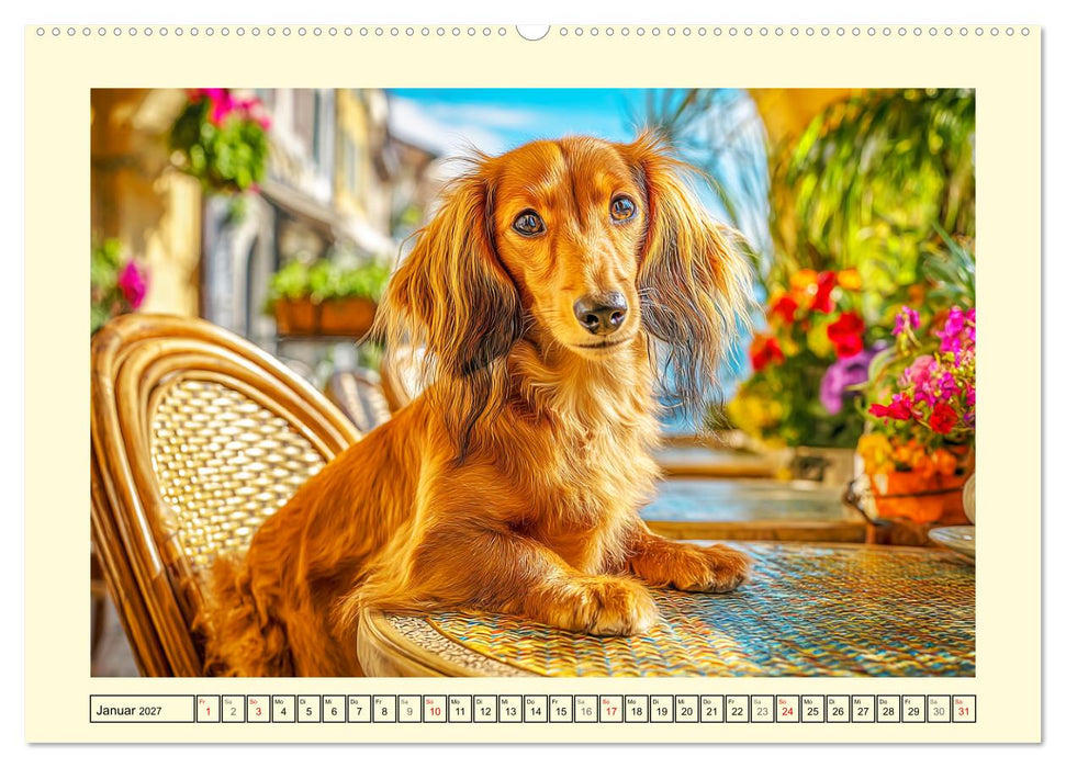 Dackelglück Deluxe. Lange Ohren, kurze Beine und viel Charme (CALVENDO Wandkalender 2027)