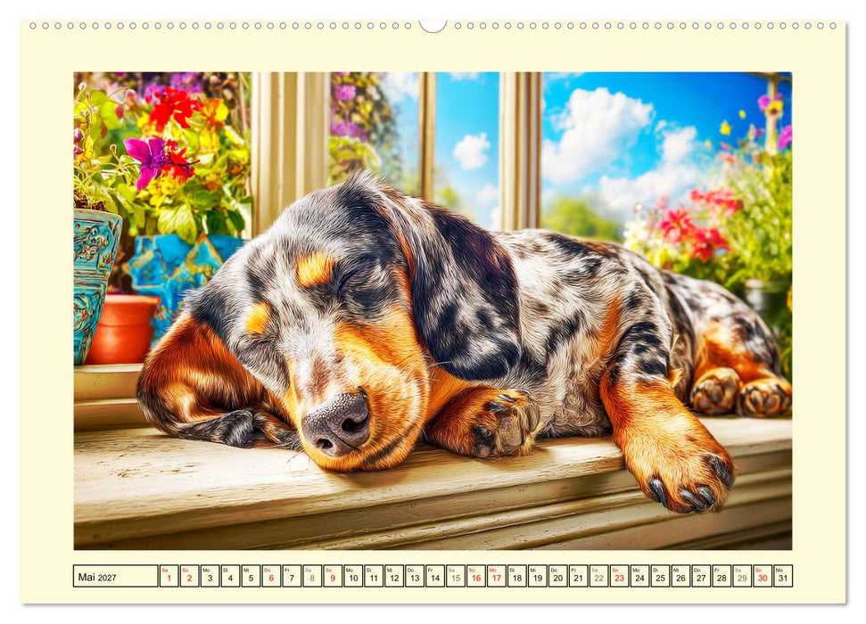 Dackelglück Deluxe. Lange Ohren, kurze Beine und viel Charme (CALVENDO Wandkalender 2027)