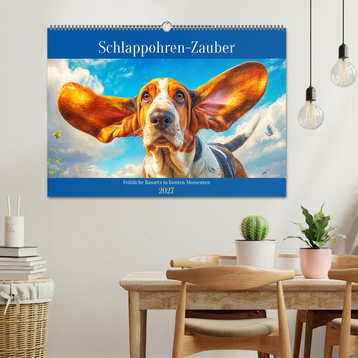 Schlappohren-Zauber. Fröhliche Bassets in bunten Momenten (CALVENDO Wandkalender 2027)