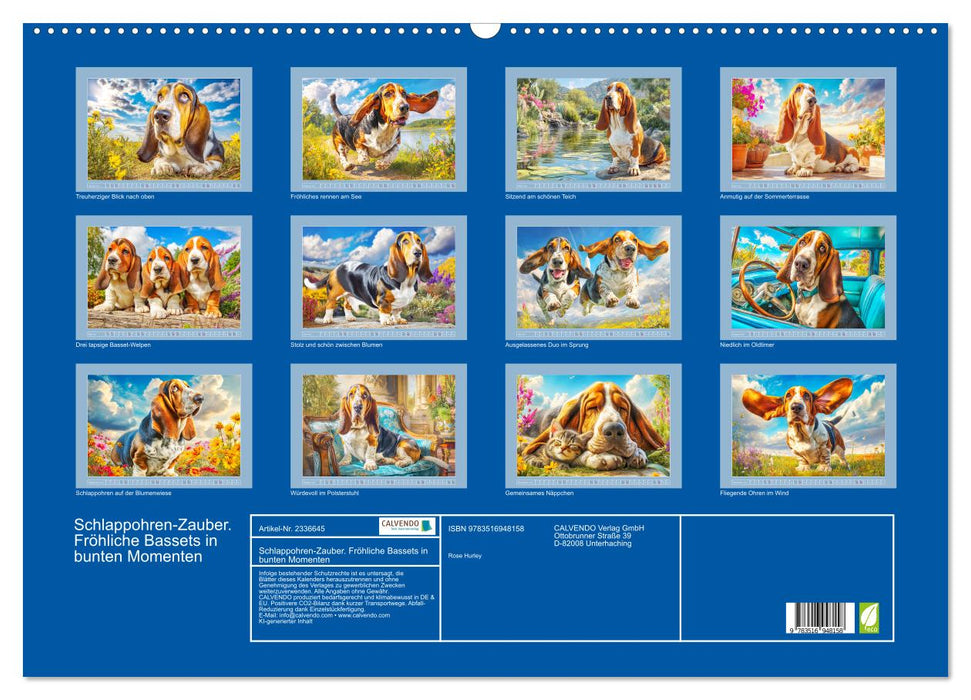 Schlappohren-Zauber. Fröhliche Bassets in bunten Momenten (CALVENDO Wandkalender 2027)