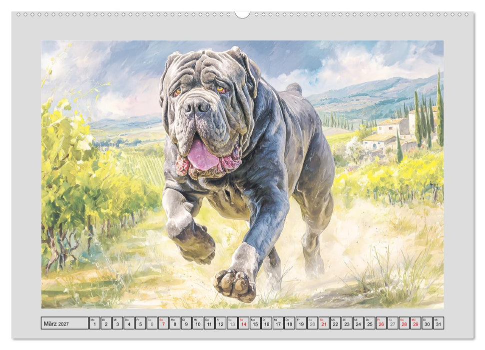 Mastino Napoletano. Die wuchtigen Molosser im Painting-Stil (CALVENDO Wandkalender 2027)