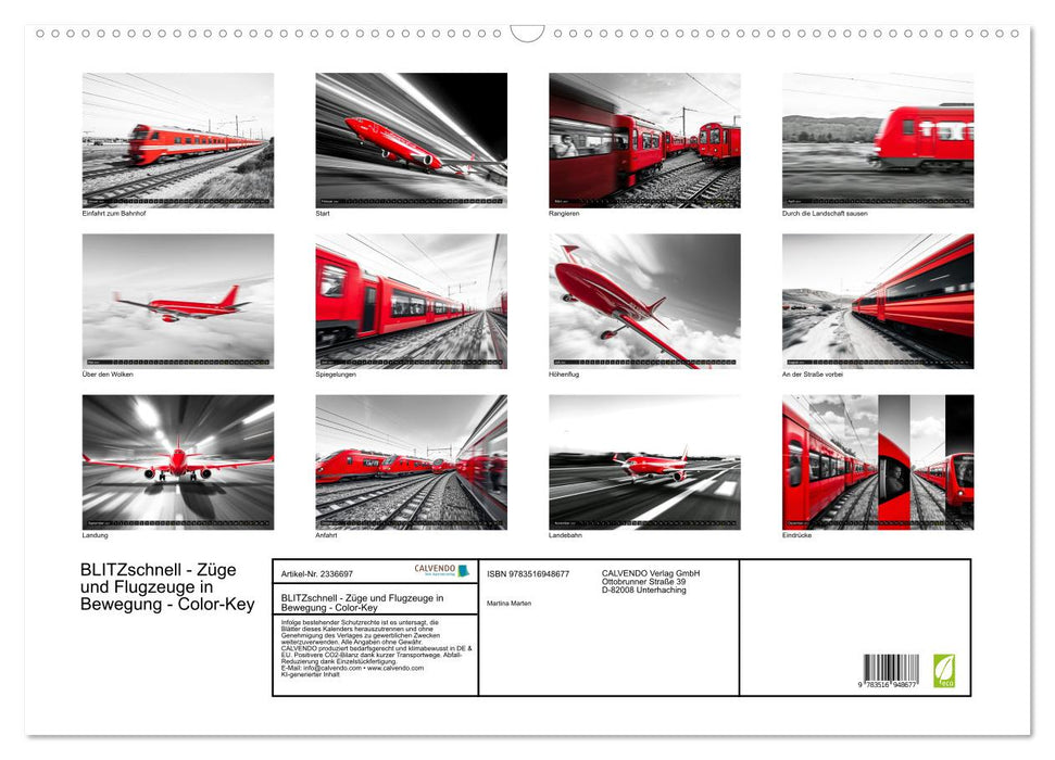 BLITZschnell - Züge und Flugzeuge in Bewegung - Color-Key (CALVENDO Wandkalender 2027)