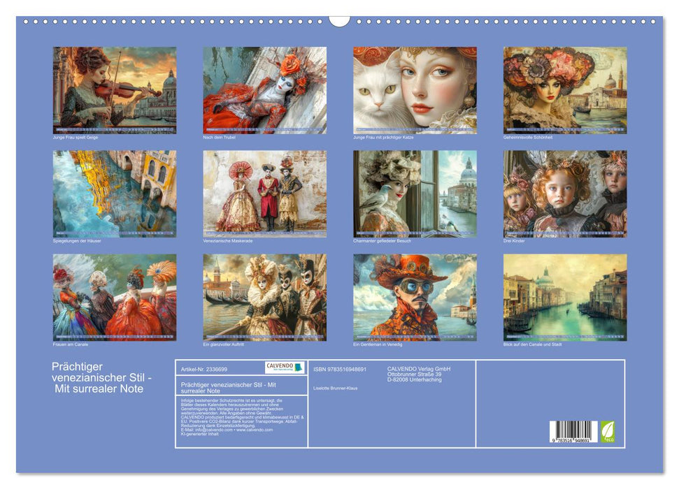 Prächtiger venezianischer Stil - Mit surrealer Note (CALVENDO Wandkalender 2027)