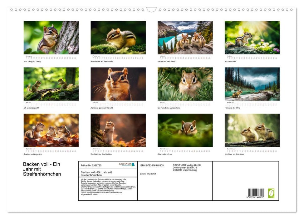 Backen voll - Ein Jahr mit Streifenhörnchen (CALVENDO Wandkalender 2027)