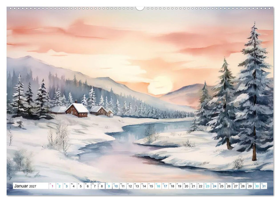 Aquarellträume am See (CALVENDO Premium Wandkalender 2027)