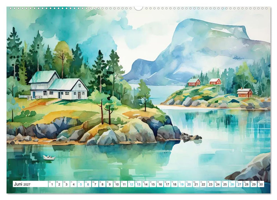 Aquarellträume am See (CALVENDO Premium Wandkalender 2027)