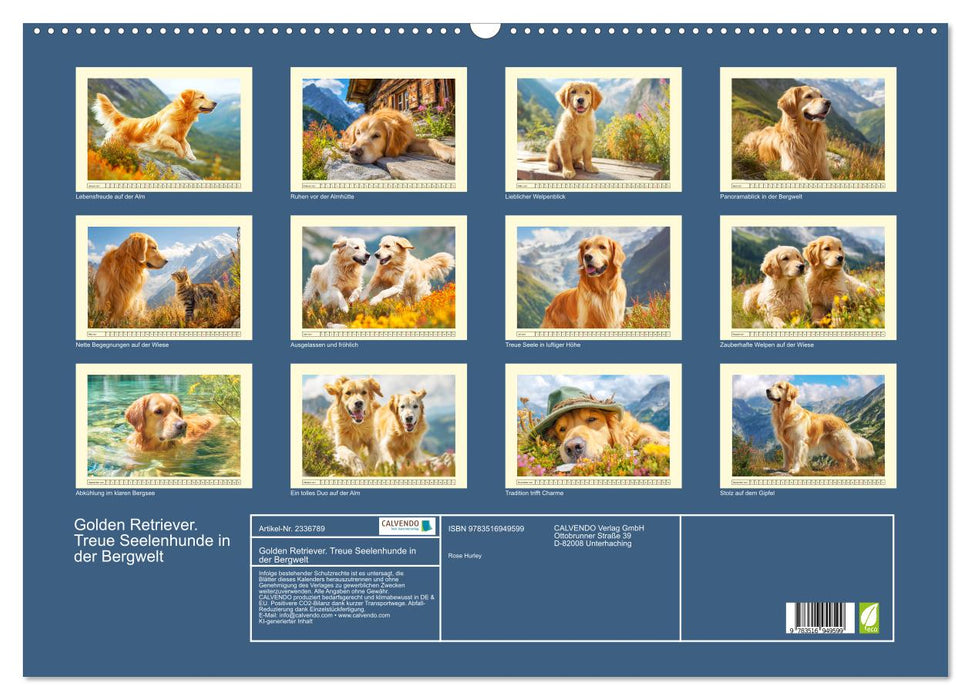 Golden Retriever. Treue Seelenhunde in der Bergwelt (CALVENDO Wandkalender 2027)