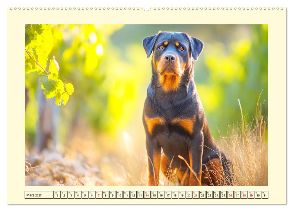 Rottweiler Momente. Kraftvolle Eleganz in der Natur (CALVENDO Premium Wandkalender 2027)